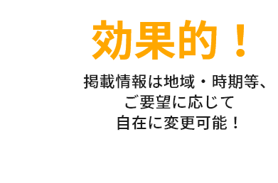 掲載情報は地域・時期等、ご要望に応じて、自在に変更可能！